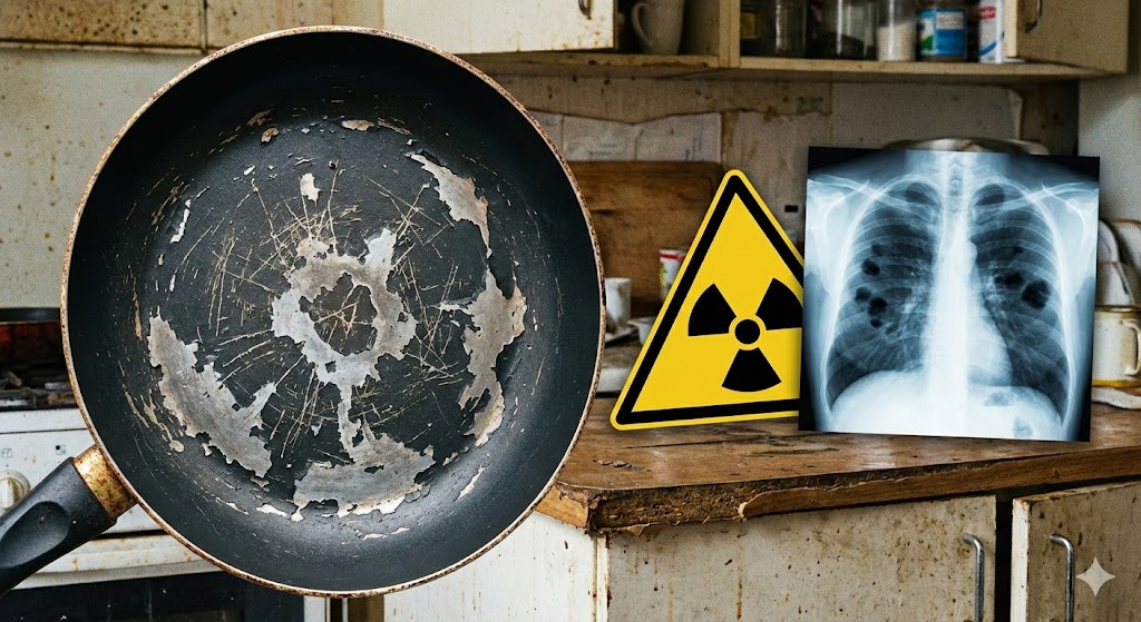 Chảo chống dính bị xước gây ung thư, nguy hại sức khỏe.